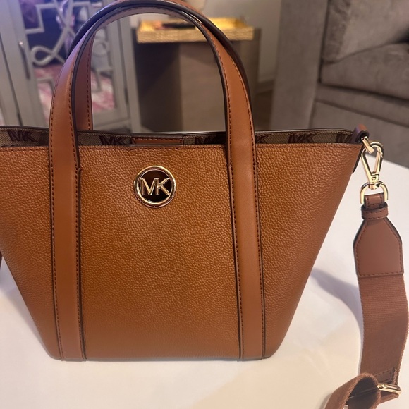 Michael Kors Hadleigh Small Double Handle Tote Bag in Luggage Leather - Picture 3 of 12